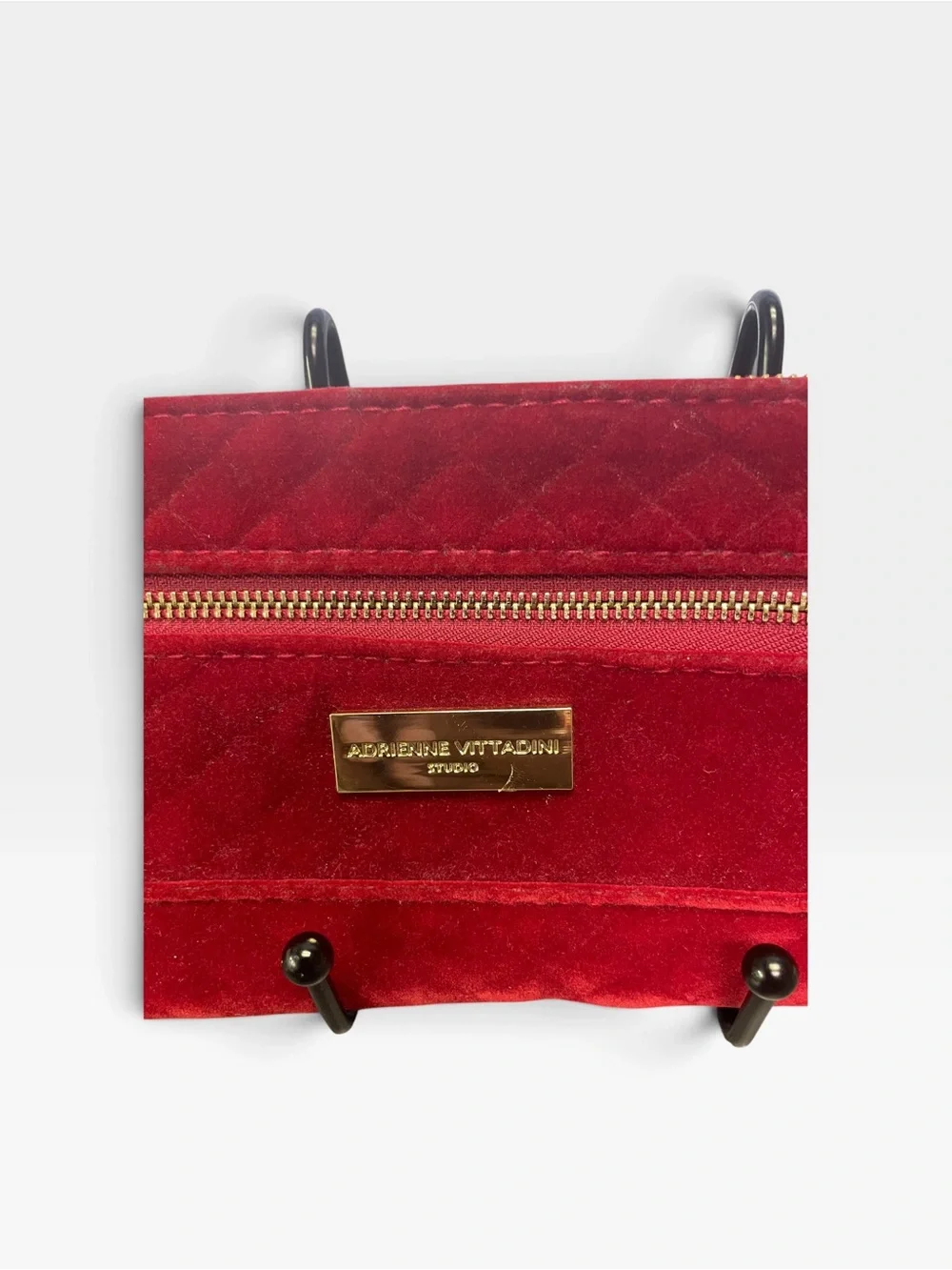 Adrienne Vittadini Red Suede Wristlet Clutch with Gold Hardware